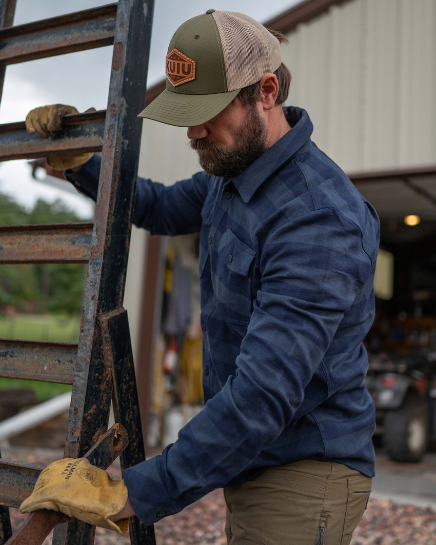 Outlet Field Flannel Shirt | Steel Blue Buffalo Check