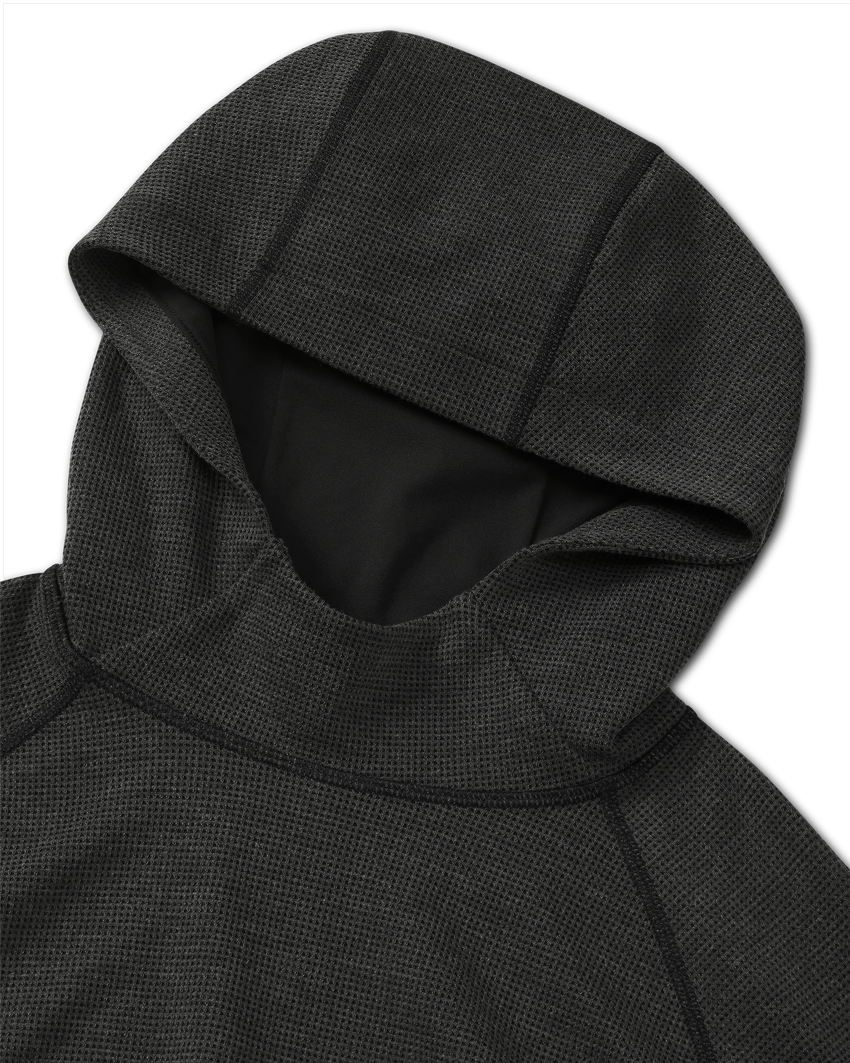 Canyon Waffle Hoodie | Black Heather