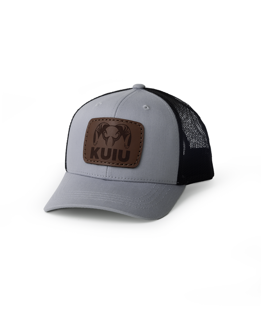 Youth Leather Patch Mesh Back Hat | Heather Grey/Black
